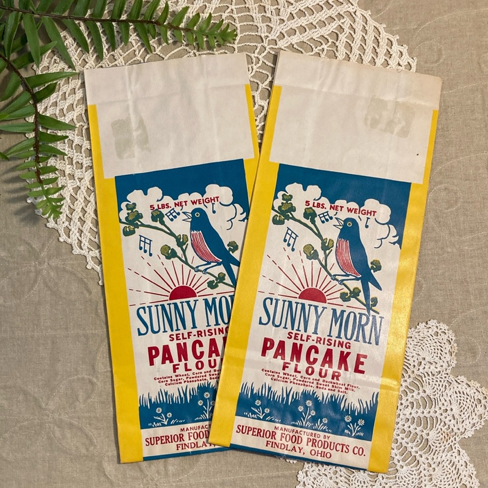 Vintage 1950s Sunny Morn Pancake Flour Bags